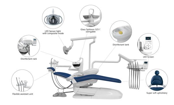 2021 New Version Dental Chair  AJ25 автоматическое дегазационное кресло 